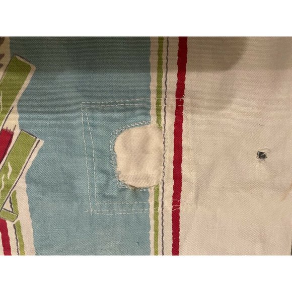 Vintage Cotton Linen Tablecloth Black Americana 48" x 52" 1939s - 1950s - Picture 10 of 11